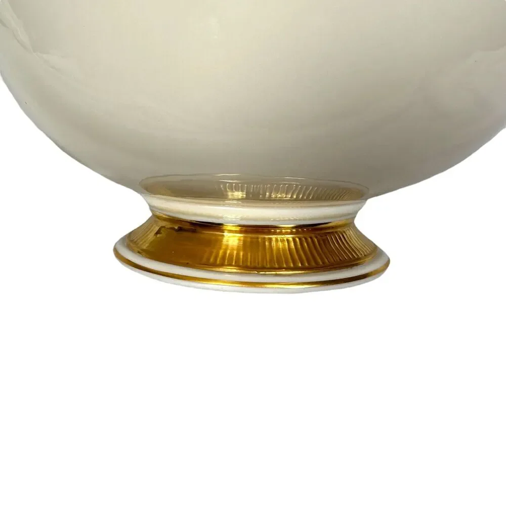 Vintage Lenox Tuxedo Serving Bowl Gold Back Stamp 60s Footed 7.5
